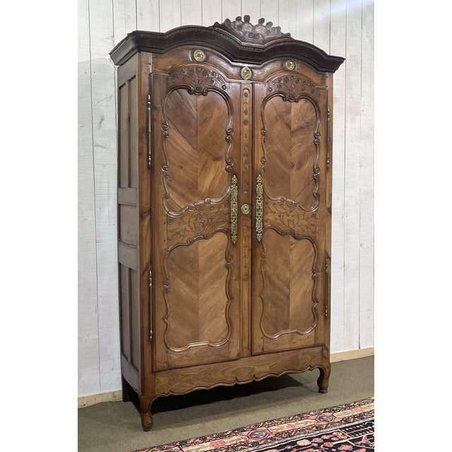 Rennaise Cherrywood Wedding Armoire from François Fils Denot, 1857 For Sale - Image 3 of 18