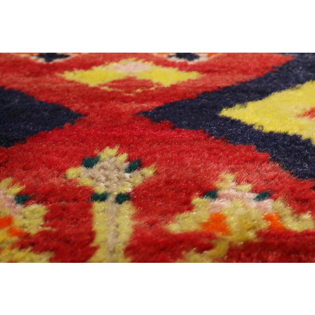 Antique Gabbeh Red and Green Wool Persian Rug For Sale - Image 4 of 6