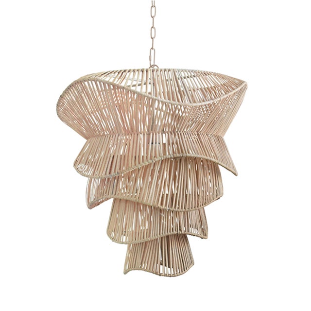 New special order item. Not vintage. Set the mood with this modern organic pendant light spun in bleached rattan. Its...