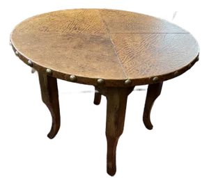 Bausman Leather Top Side Table