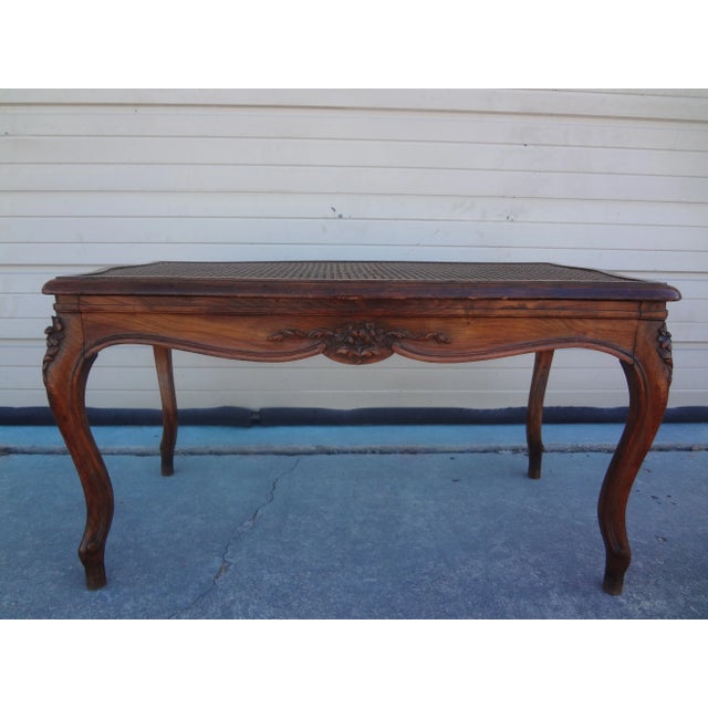 French Louis XV Style Walnut Cane Bench For Sale - Image 12 of 12