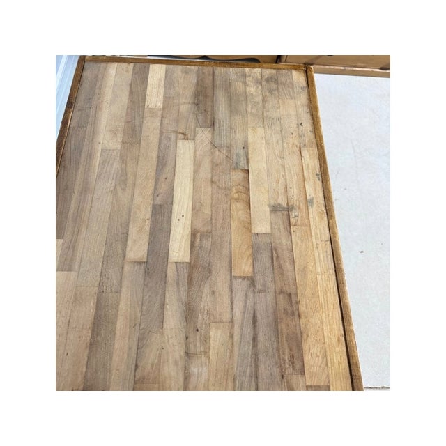 Butcher Block Table With Drawer Built With Antique Wood From England For Sale - Image 13 of 18