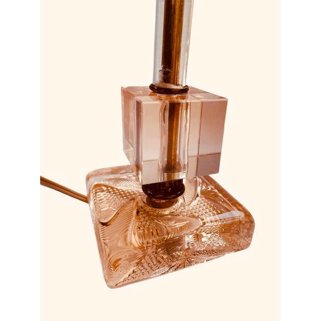 1950s 1950s Apricot Glass Table Lamp For Sale - Image 5 of 8