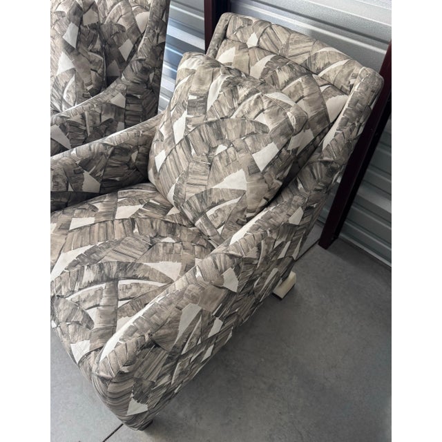 Textile Lee Industries Palm Leaf Upholstered Lounge Chair- Set of 2 For Sale - Image 7 of 11