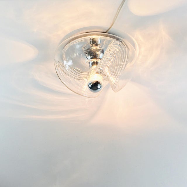 1970s Mid-Century Modern Space Age Glass Wave Flush Mount by Koch & Lowy for Peill & Putzler, Germany, 1970s For Sale - Image 5 of 13