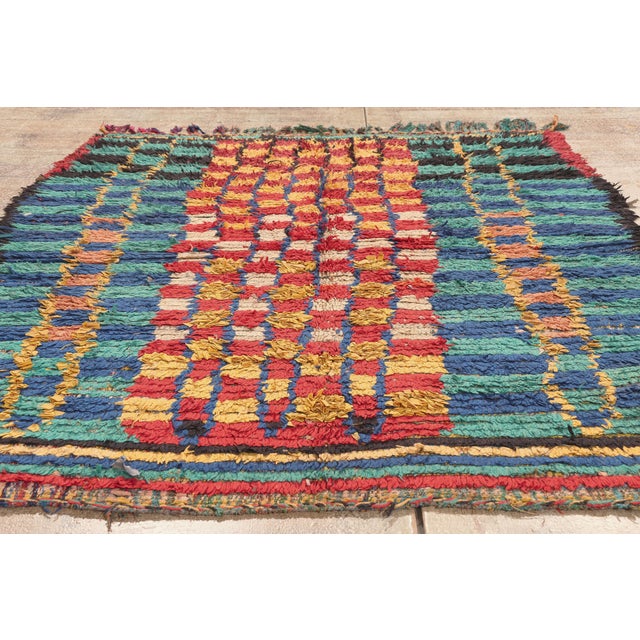 Vintage Azilal Boucherouite Moroccan Rug, 04'06 X 05'06 For Sale - Image 9 of 10