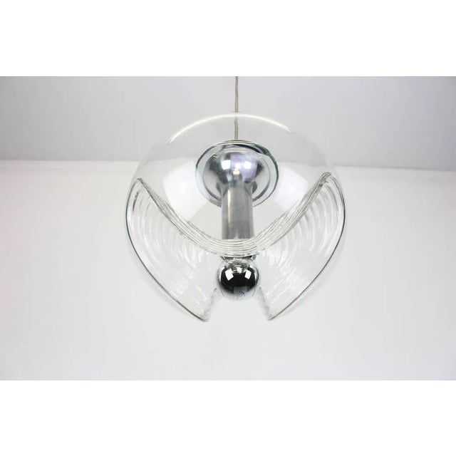 1970s Large Clear Glass Pendant Light by Koch & Lowy for Peill & Putzler, Germany, 1970s For Sale - Image 5 of 14