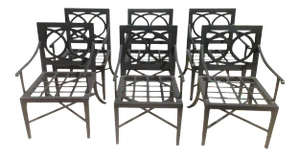 Modern Matte Black Patio Dining Chairs - Set of 6