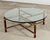 Mid-Century Modern McGuire Round Oak Leather Glass Top Cocktail Table For Sale - Image 3 of 12
