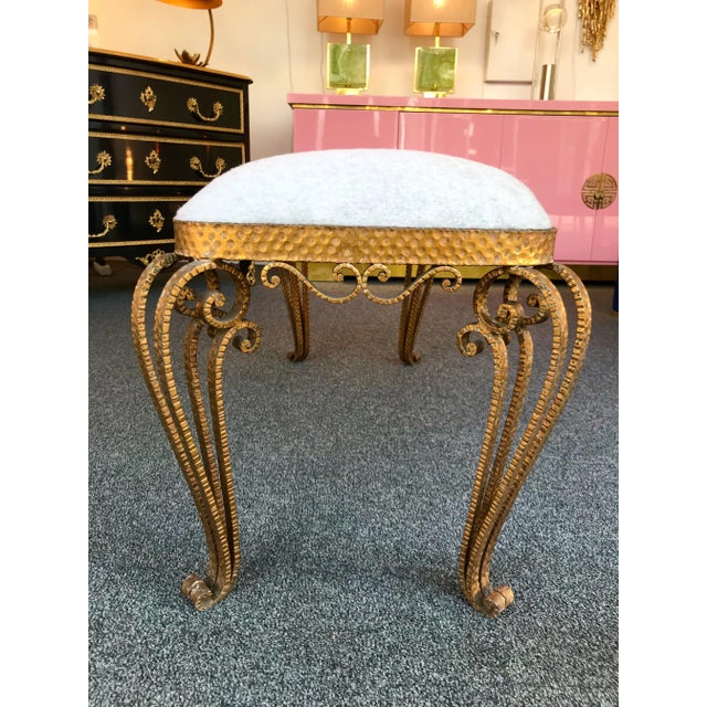 Gray 1950s Pier Luigi Colli Iron Gold Leaf Bench For Sale - Image 8 of 12