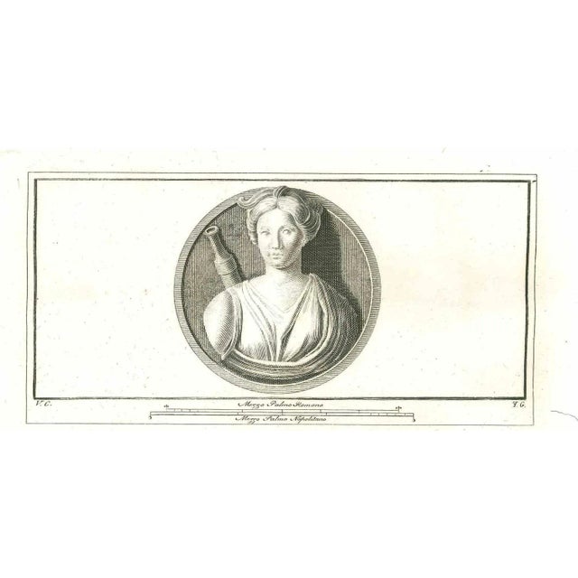 Ancient roman statue, from the series "antiquities of herculaneum", is an original etching on paper realized from a design...