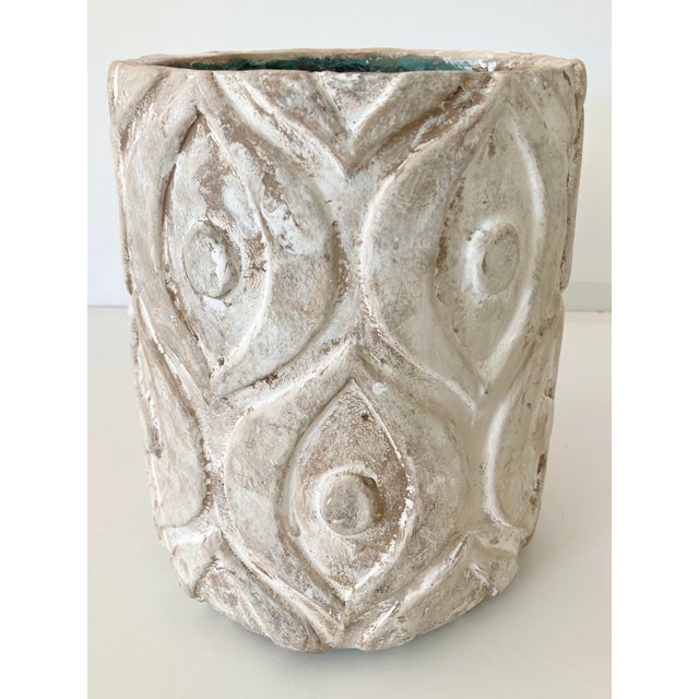 Modern Modern French Artisan Cylindrical Ceramic Cachepot For Sale - Image 3 of 12