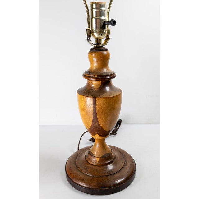 19th Century American Folk Art Turned Parquetry Wood Table Lamp For Sale - Image 4 of 10