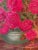 Textile Vintage Still Life of a Pink Floral Arrangement Painting For Sale - Image 7 of 11
