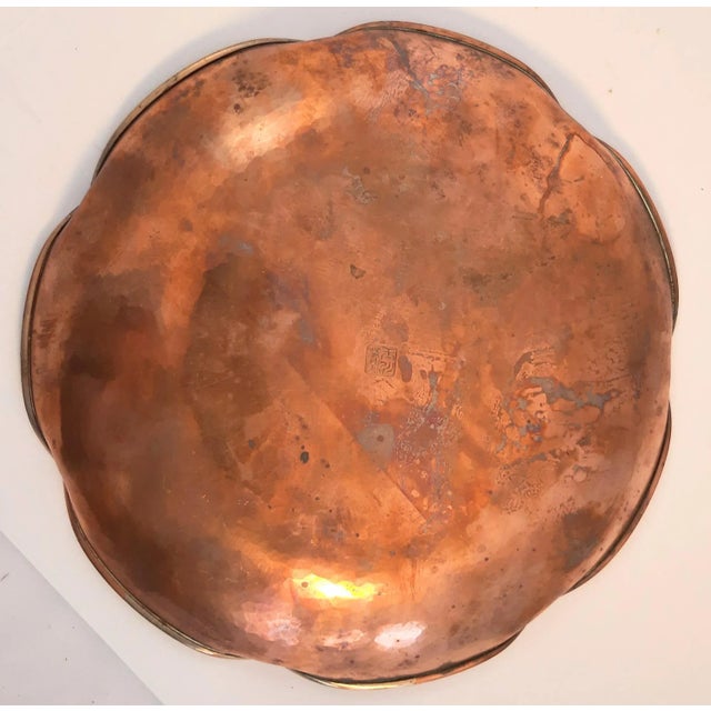 Mid-Century Modern Vintage Copper Brass Leaf Scallop Tray Fall Decor For Sale - Image 3 of 7
