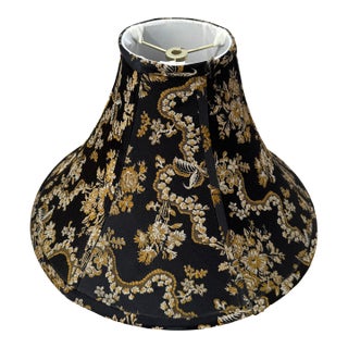 Mid 20th Century Pagoda Style Black & Gold Chinoiserie Lamp Shade, Hollywood Regency For Sale