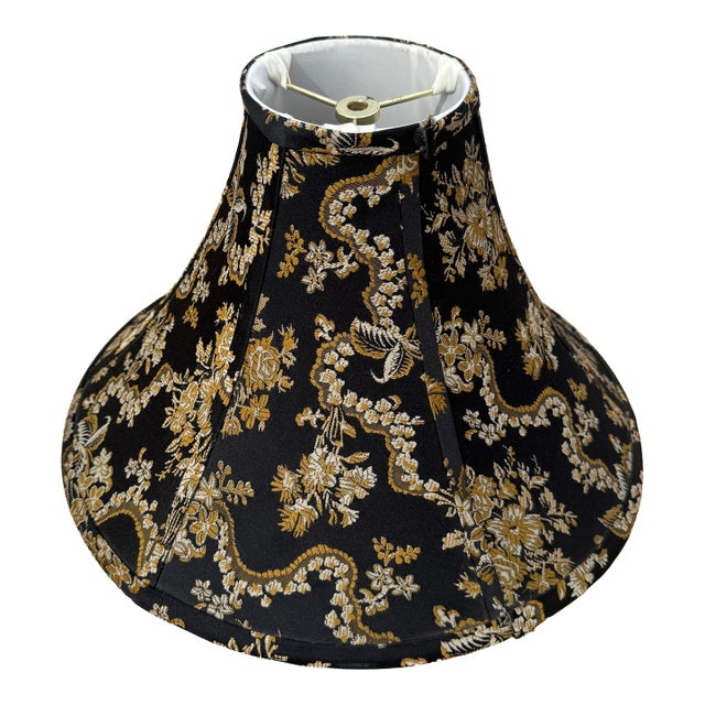Pagoda Style Black & Gold Chinoiserie Lamp Shade, Hollywood Regency, Mid 20th Century For Sale