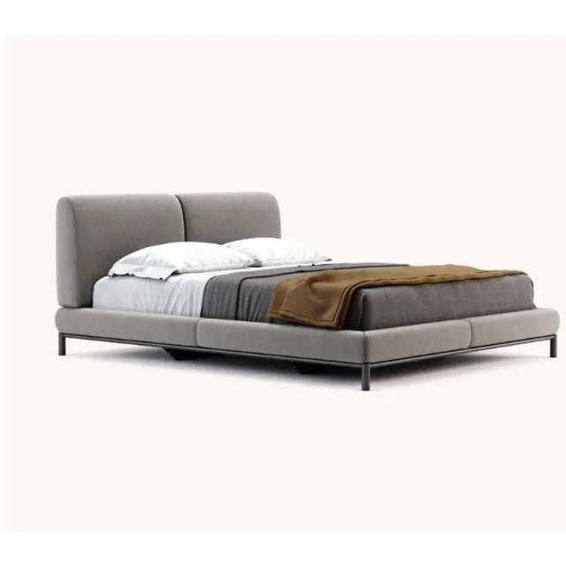 Queen size Margot bed by Domkapa Dimensions: W 177 x D 236 x H 91.5 cm. Materials: Black texturized steel, microfiber...