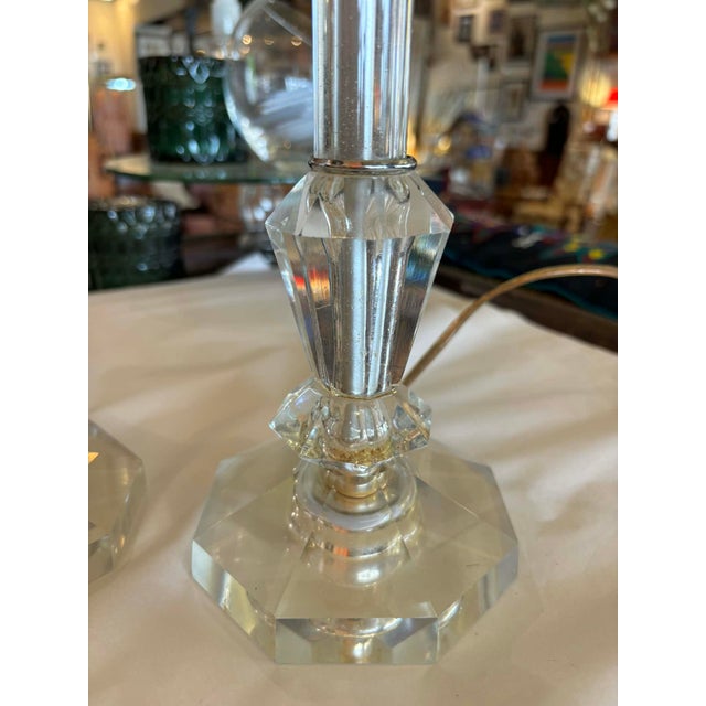 Transparent 1930s Crystal Mantle or Boudoir Lamps - a Pair For Sale - Image 8 of 12