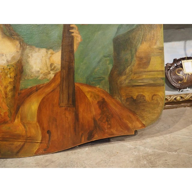 19th Century French Overdoor Painting, the Cellist For Sale - Image 9 of 12
