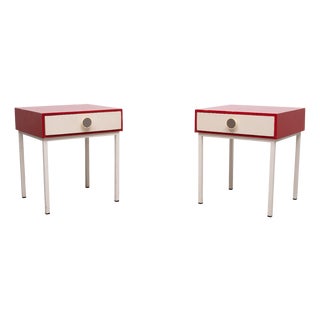 Vintage Dutch Red Nightstands, 1960s, Set of 2 For Sale