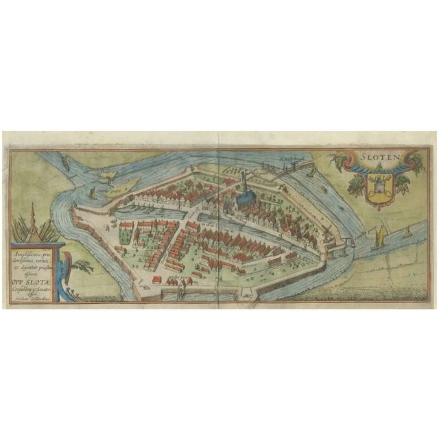 Dutch City Plan of Sloten in Friesland by N. Van Geelkercken, 1616 For Sale