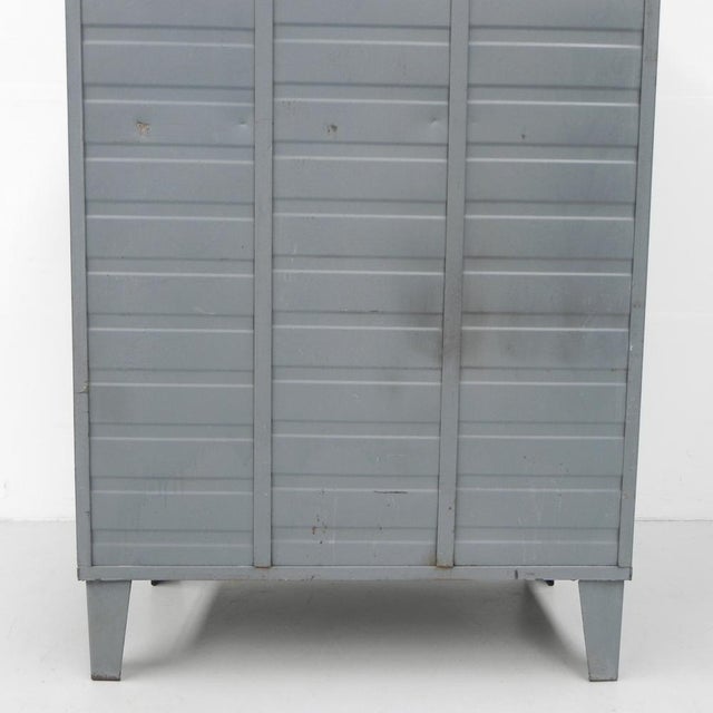 Gray Industrial Steel Locker with 3 Doors, 1950s For Sale - Image 8 of 18
