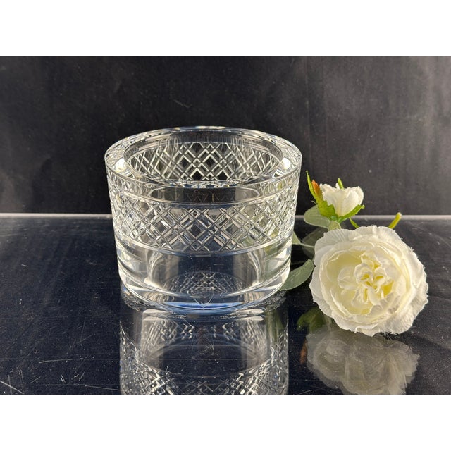 Transparent Orrefors Crystal Reflections Bowl 4.5" – Swedish Cut Glass Criss Cross Pattern For Sale - Image 8 of 12