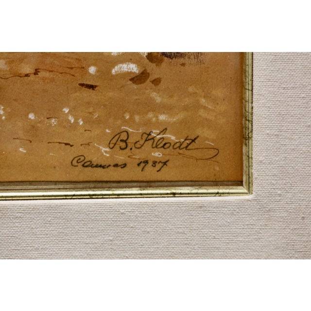 French 1937 Signed French Riviera Watercolor, Cannes Harbor Scene by B. Klodt For Sale - Image 3 of 5