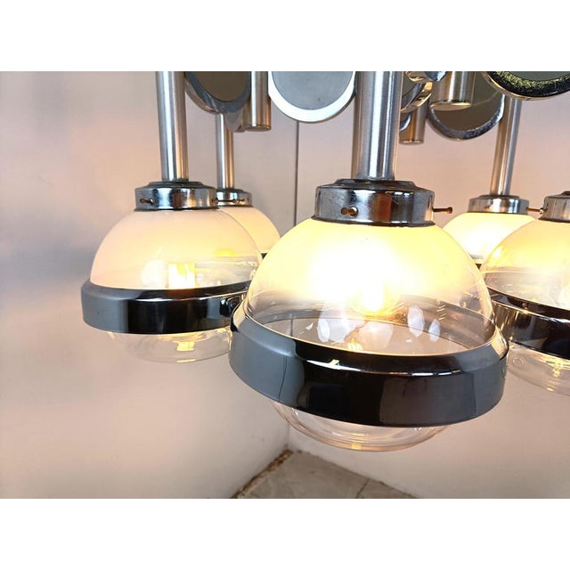Vintage Italian Space Age Glass Globe Chandelier, 1970s For Sale - Image 10 of 11