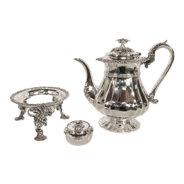 Antique Georgian Sterling Silver Coffee Pot Stand Joseph Angell Eley London 1824 For Sale - Image 12 of 18