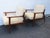This Pair of Side Chairs is made out of wood, solid wood, and upholstery. This Chairs have a Mid Century Modern style and...