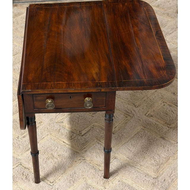 Brown English Regency Mahogany Diminutive Drop-Leaf Side Table with Drawer, Circa 1830 For Sale - Image 8 of 14