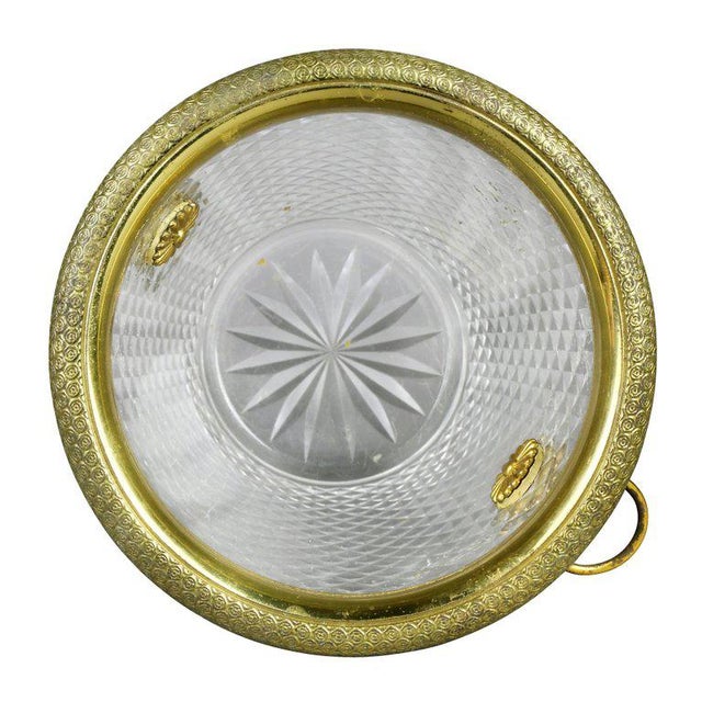 Metal French Cut Crystal Bottle Holder or Ice Pail For Sale - Image 7 of 9
