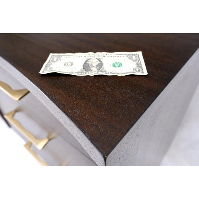 Concave Front Sculptural Profile Large Pulls 6 Drawers Restored Espresso Dresser For Sale - Image 6 of 13