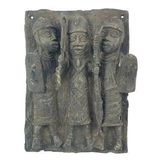 Early 20th Century Benin Bronze Adorned Cast Plaque For Sale