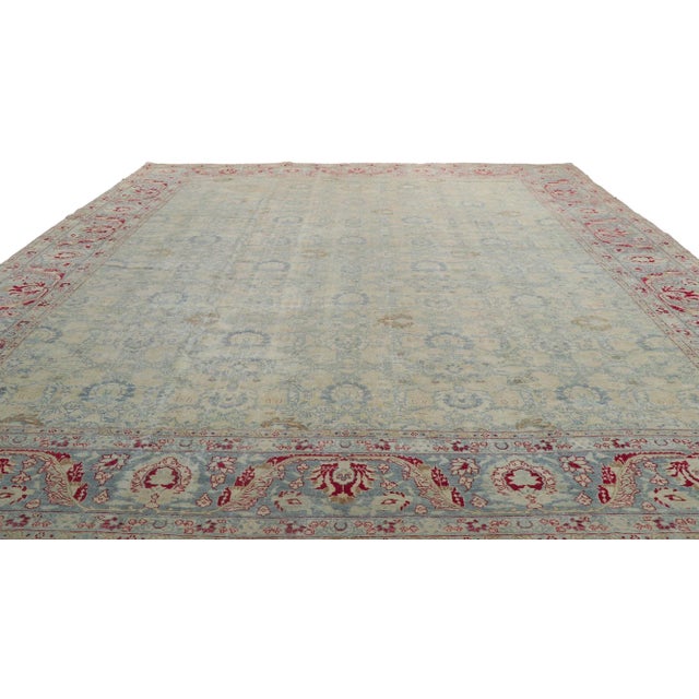Rustic Antique-Worn Persian Tabriz Rug - 11'03 X 14'00 For Sale - Image 3 of 9