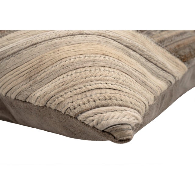 Canvello Genuine Cowhide Leather Decorative Throw Pillow With Feather Down Insert Included For Sale In San Francisco - Image 6 of 6