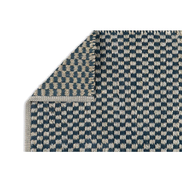 Part & Parcel Goods Textured Check Rug, 9'x12', Sky Blue and Sapphire For Sale - Image 4 of 4