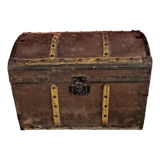 Antique Travel Trunk in Wood, 1890s For Sale
