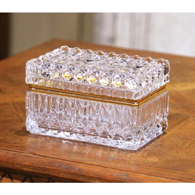 Early 20th Century Early 20th Century French Baccarat-Style Cut Glass and Brass Jewelry Box For Sale - Image 5 of 10