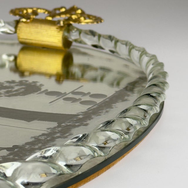 Mid-Century Modern Large Vintage Venetian Murano Glass Mirror Tray, Italy, 1950s For Sale - Image 3 of 15