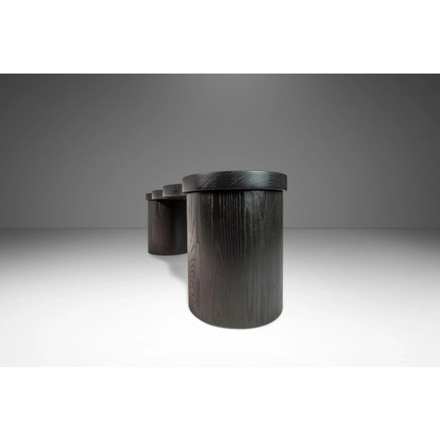 Organic Modern Hand-Shaped & Turned Sculptural Bench in Solid Ebonized Ash by Mark Leblanc for Mark Leblanc Studios, Usa, 2023 For Sale - Image 9 of 10