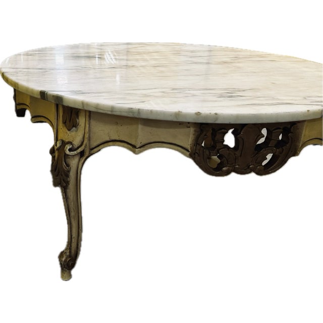 French Provincial 1960s French Provincial Marble Coffee Table For Sale - Image 3 of 5