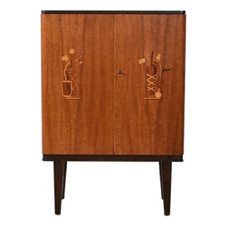 Scandinavian Bar Cabinet with Inlays, 1940s For Sale