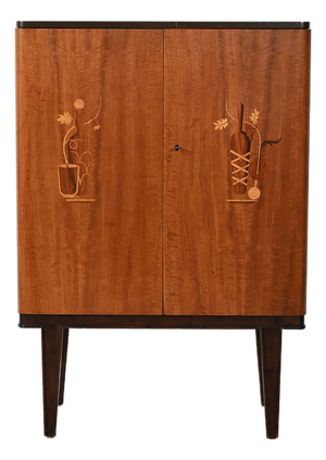 Scandinavian Bar Cabinet with Inlays, 1940s