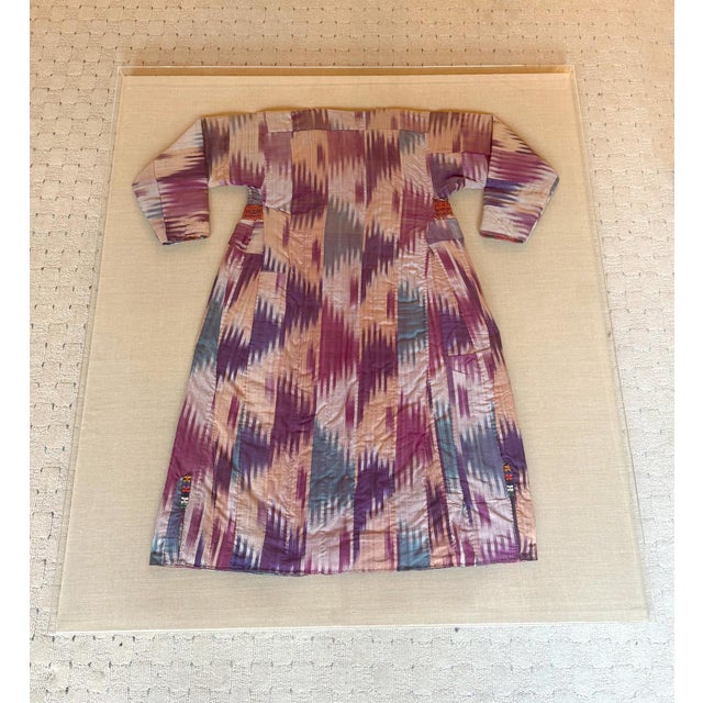 Purple Framed Antique Silk Ikat Chapan Robe Central Asia with Provenance For Sale - Image 8 of 18