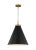 Chapman & Myers by Visual Comfort Studio Wellfleet Large Cone Pendant, Midnight Black & Burnished Brass For Sale - Image 4 of 6
