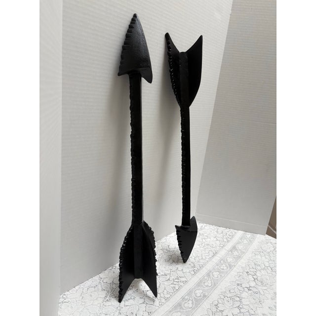 Black Large Rugged Black Metal Arrow Wall Decor-Set of Two For Sale - Image 8 of 10
