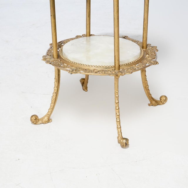 Metal Antique Victorian Gilt Metal & Onyx Two Tiered Stand, 1890 For Sale - Image 7 of 9